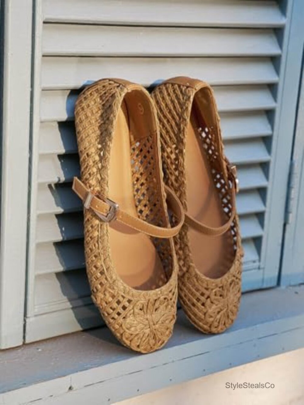 Womens Mary Jane Woven Flats Round Toe Ballet Flats Dressy Comfortable Slip On - Picture 3 of 6